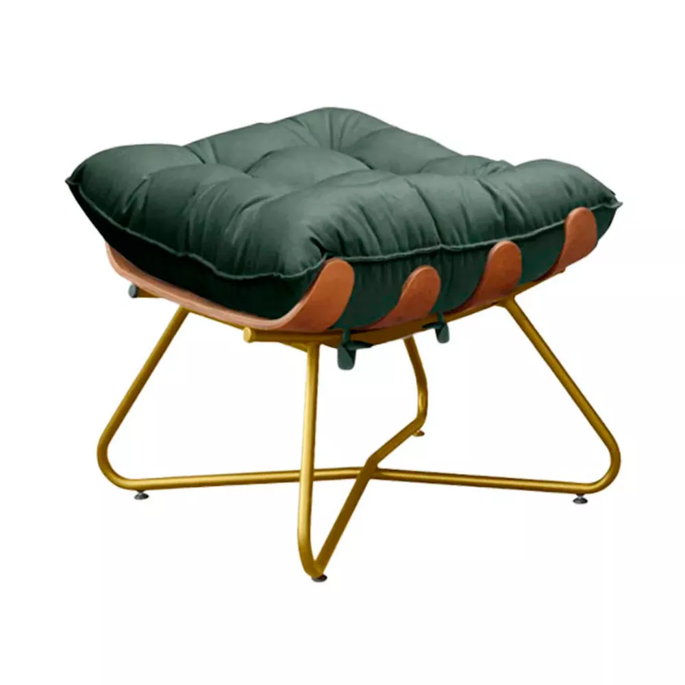 Image 2 of 6 of Poltrona Decorativa Eva Base Dourado Veludo Verde Com Puff M Speciale Home