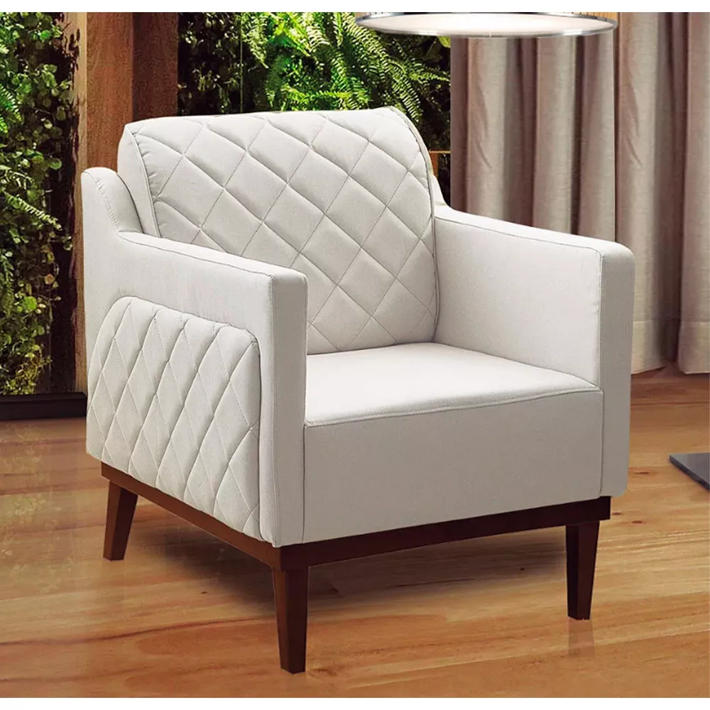 Image 1 of 5 of Poltrona Decorativa Fenix Matelassê Linho Off White Speciale Home