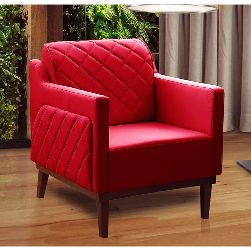 Image 1 of 5 of Poltrona Decorativa Fenix Matelassê Soft Vermelho Speciale Home