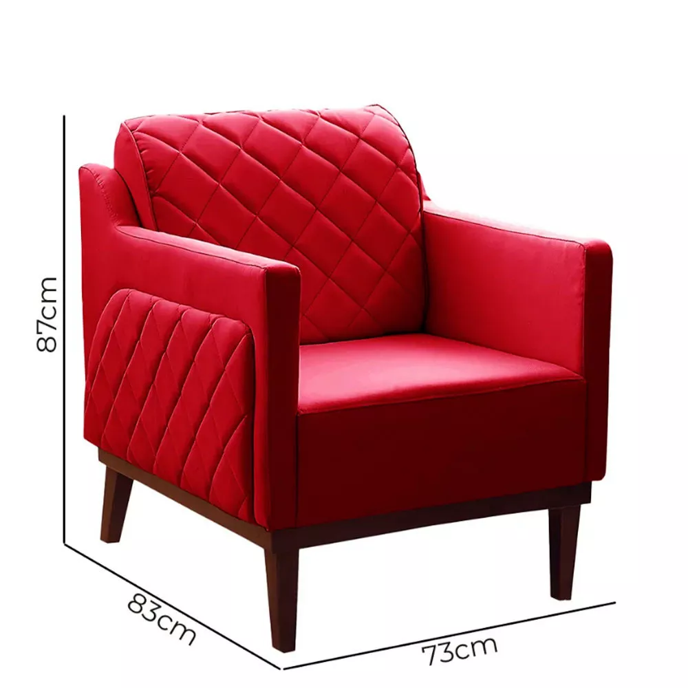 Image 3 of 5 of Poltrona Decorativa Fenix Matelassê Soft Vermelho Speciale Home