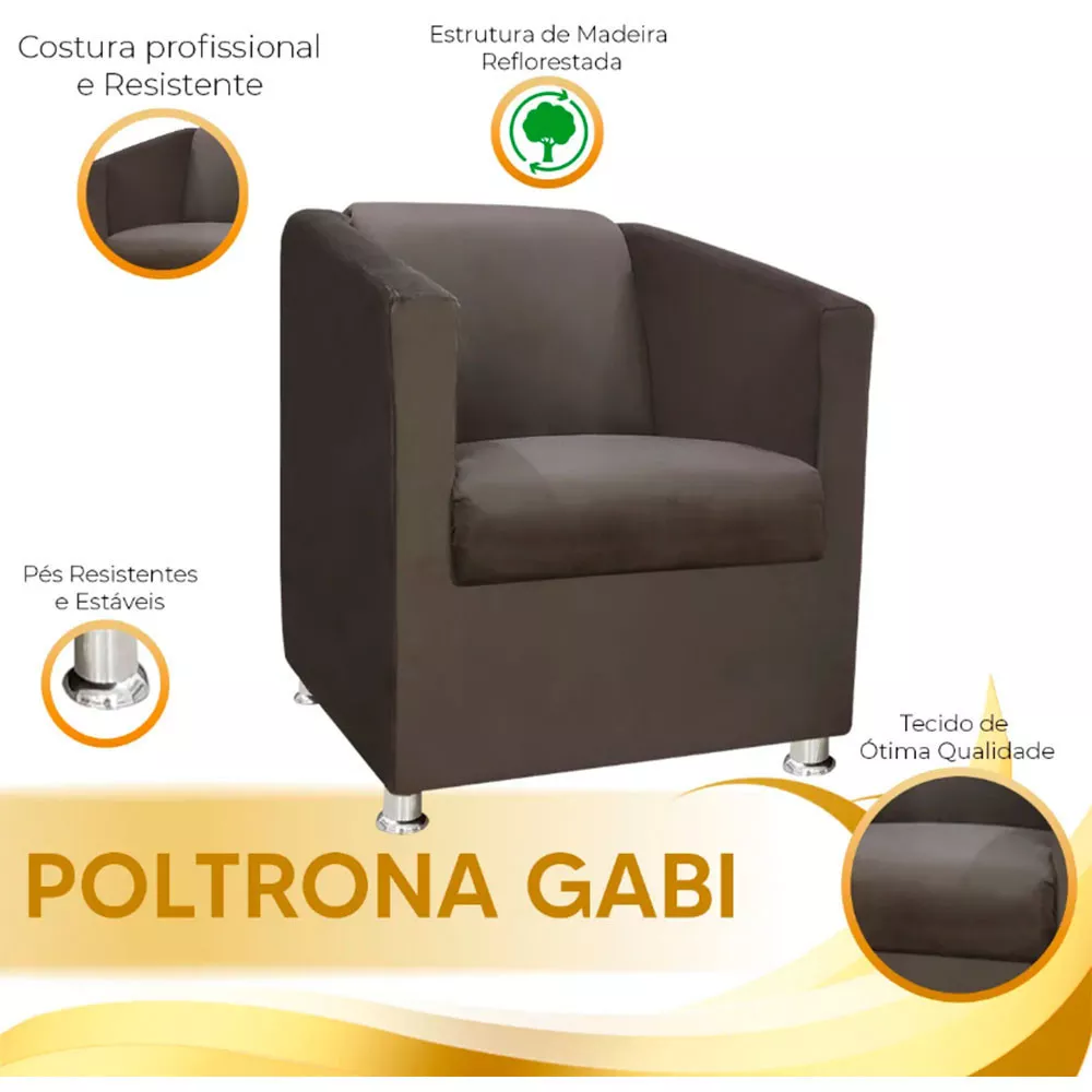 Image 6 of 7 of Poltrona Decorativa Gabi Para Recepção Sala e Quarto Suede Speciale Home