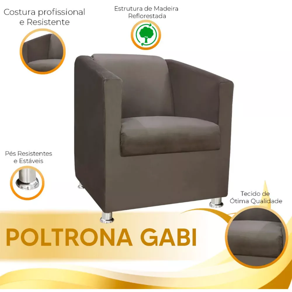 Image 4 of 5 of Poltrona Decorativa Gabi Para Recepção, Sala e Quarto Veludo Speciale Home