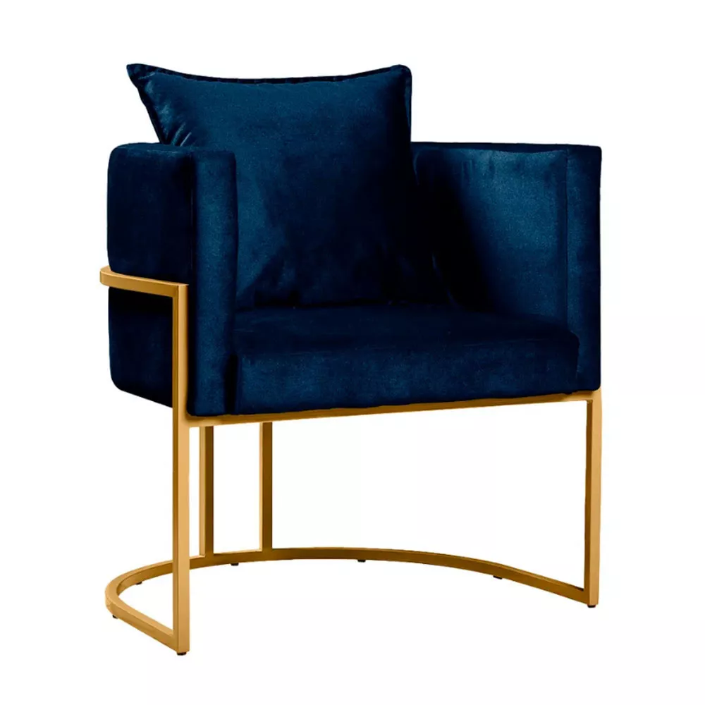 Image 0 of 7 of Poltrona Decorativa Luna Base Metal Dourado Veludo Speciale Home
