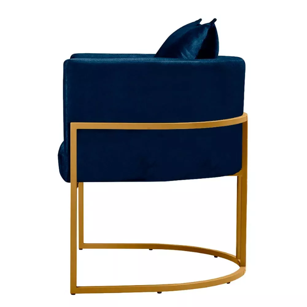 Image 4 of 7 of Poltrona Decorativa Luna Base Metal Dourado Veludo Speciale Home