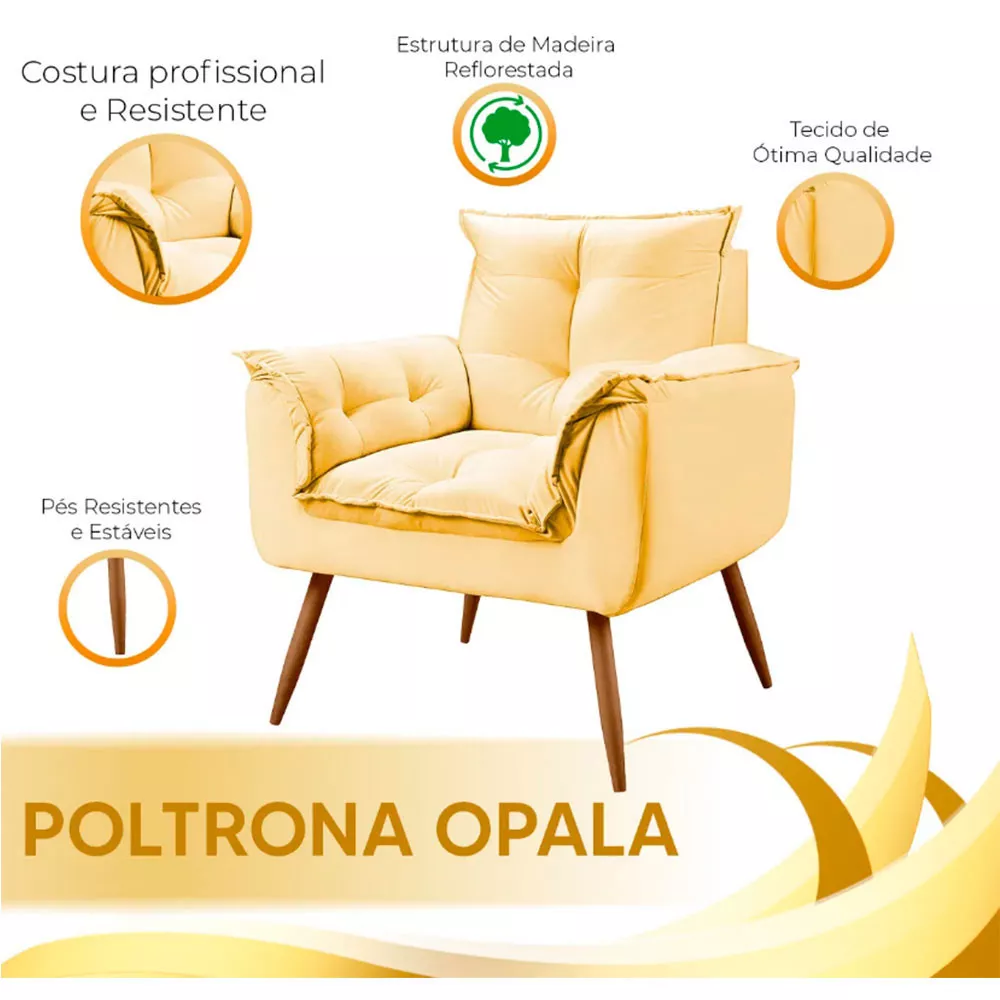 Image 7 of 8 of Poltrona Decorativa Opala Veludo Speciale Home