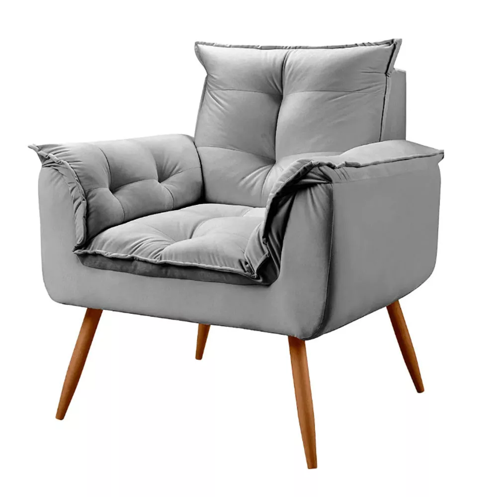 Image 0 of 8 of Poltrona Decorativa Opala Veludo Cinza Chumbo Speciale Home