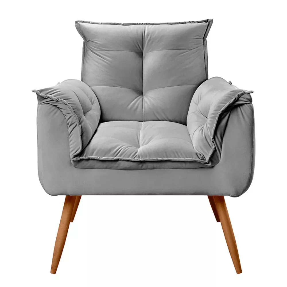 Image 2 of 8 of Poltrona Decorativa Opala Veludo Cinza Chumbo Speciale Home