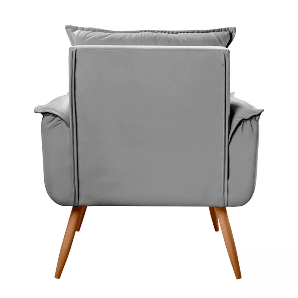 Image 4 of 8 of Poltrona Decorativa Opala Veludo Cinza Chumbo Speciale Home