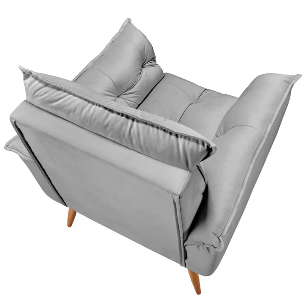 Image 5 of 8 of Poltrona Decorativa Opala Veludo Cinza Chumbo Speciale Home