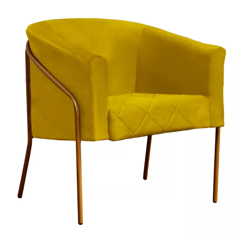 Image 0 of 5 of Poltrona Decorativa Itália para Sala Recepção em Suede Amarelo com Base Dourada Speciale Home