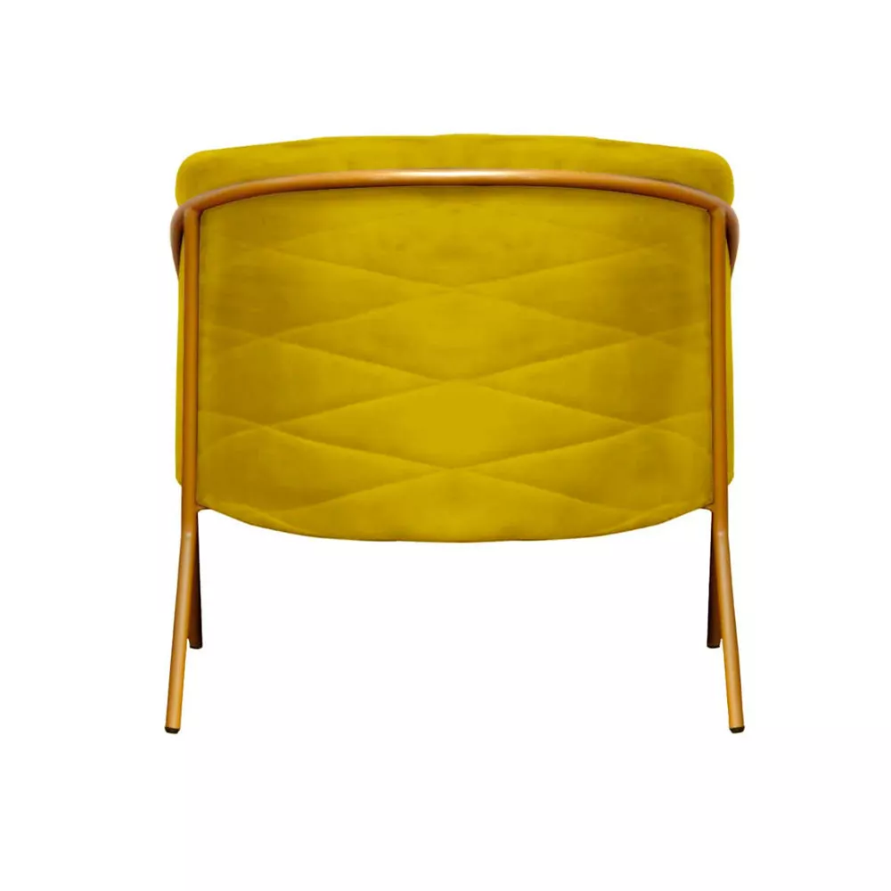 Image 3 of 5 of Poltrona Decorativa Itália para Sala Recepção em Suede Amarelo com Base Dourada Speciale Home