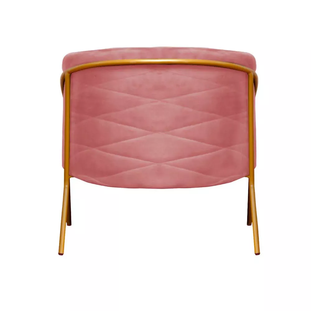 Image 3 of 5 of Poltrona Decorativa Itália para Sala Recepção em Suede Rosê com Base Dourada Speciale Home