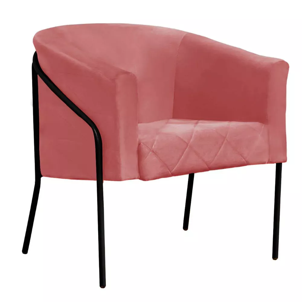 Image 0 of 5 of Poltrona Decorativa Itália para Sala Recepção em Suede Rosê com Base Preta Speciale Home