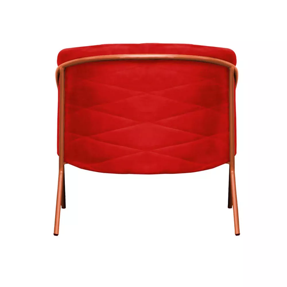 Image 3 of 5 of Poltrona Decorativa Itália em Suede Vermelho com Base Bronze Speciale Home