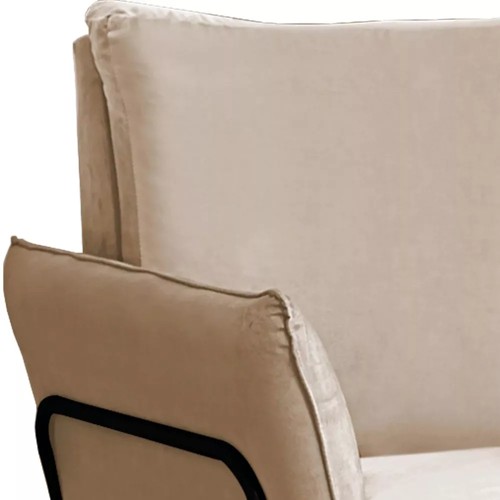 Image 4 of 6 of Poltrona Decorativa Lotus para Sala Recepção em Suede Bege com Base Preta Speciale Home