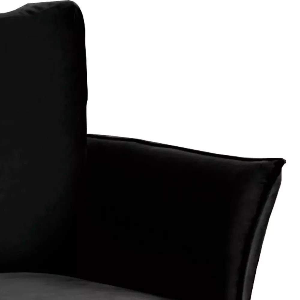 Image 3 of 6 of Poltrona Decorativa Lotus para Sala Recepção em Suede Preto com Base Dourada Speciale Home