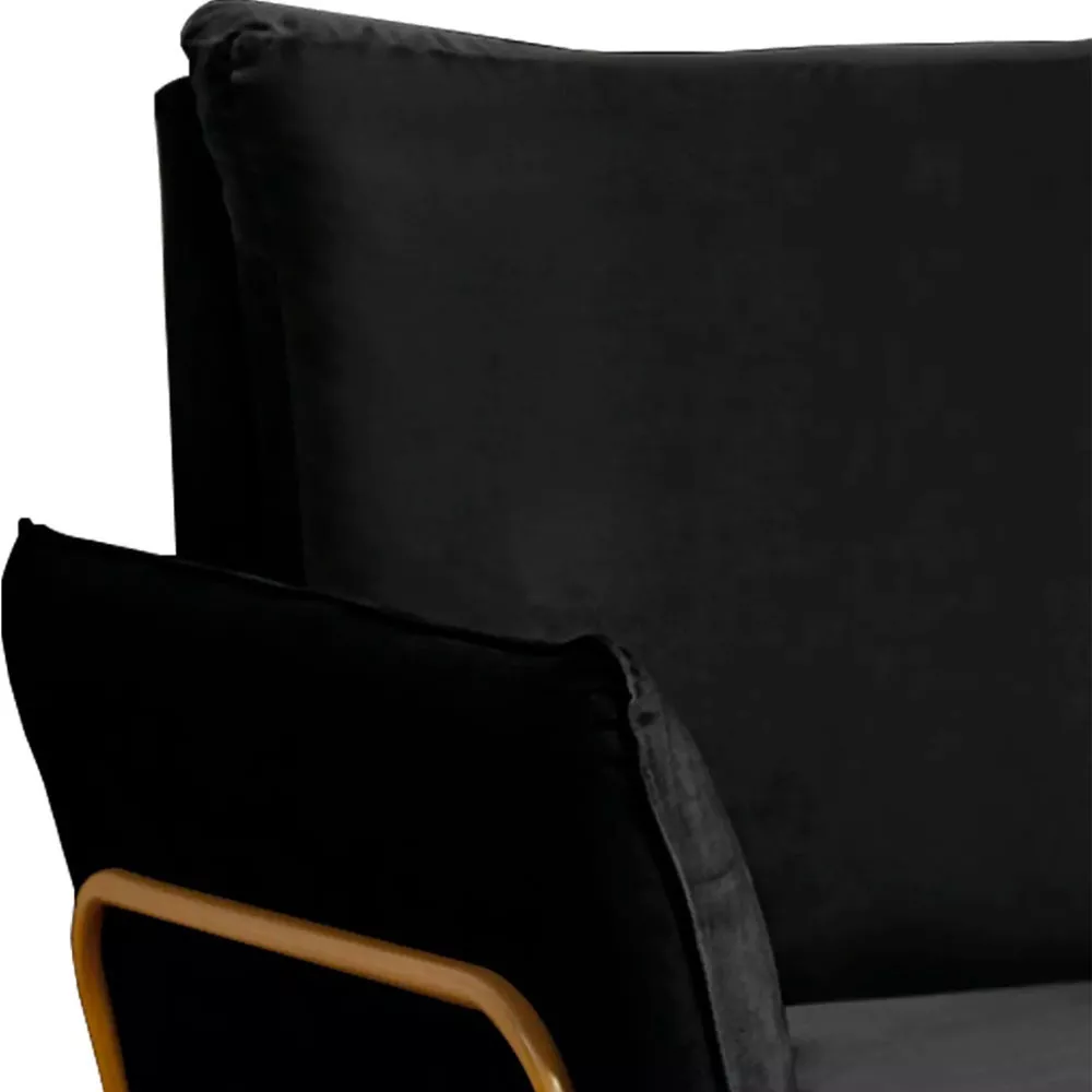 Image 4 of 6 of Poltrona Decorativa Lotus para Sala Recepção em Suede Preto com Base Dourada Speciale Home
