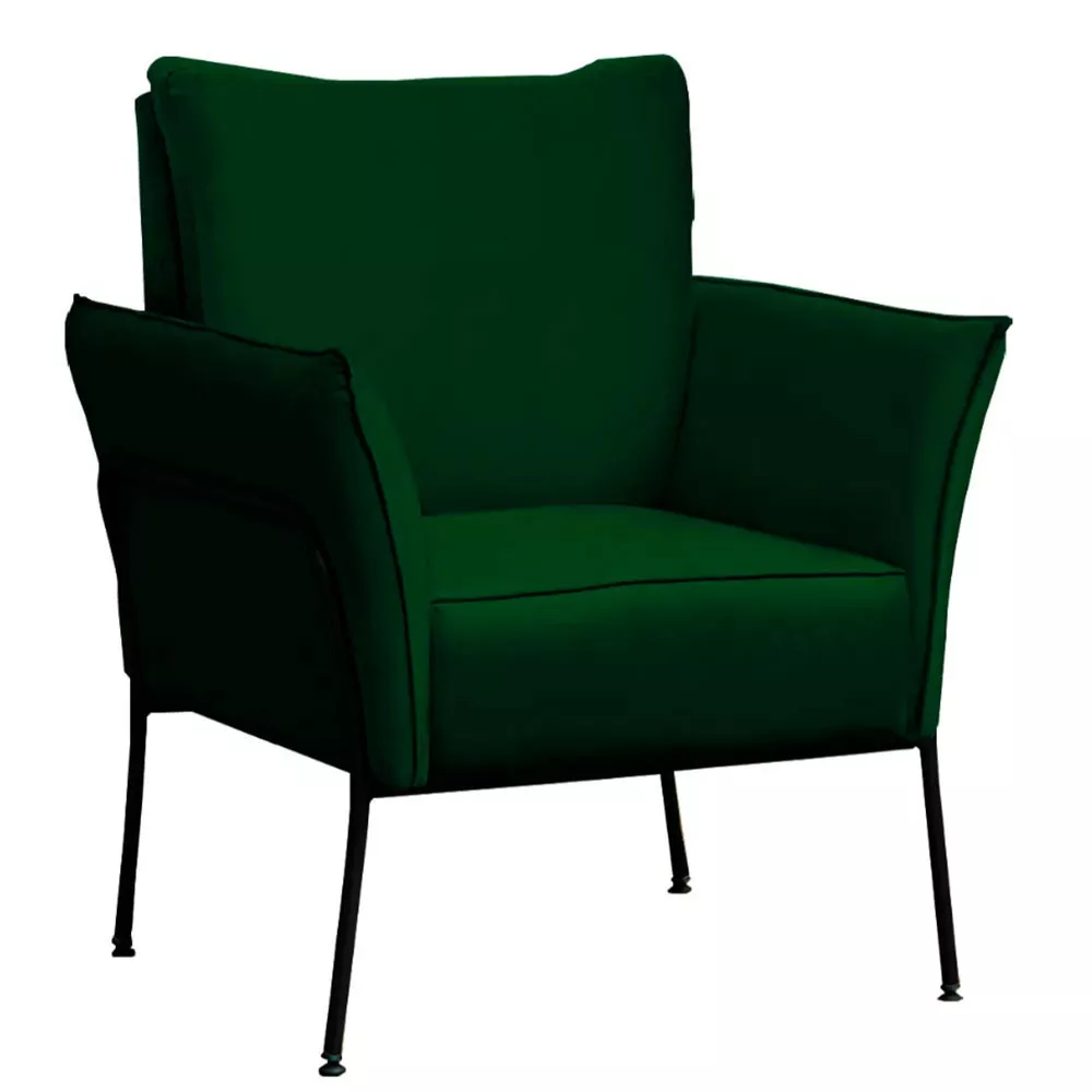 Image 0 of 6 of Poltrona Decorativa para Sala Recepção Lotus Suede Verde com Base Preta Speciale Home