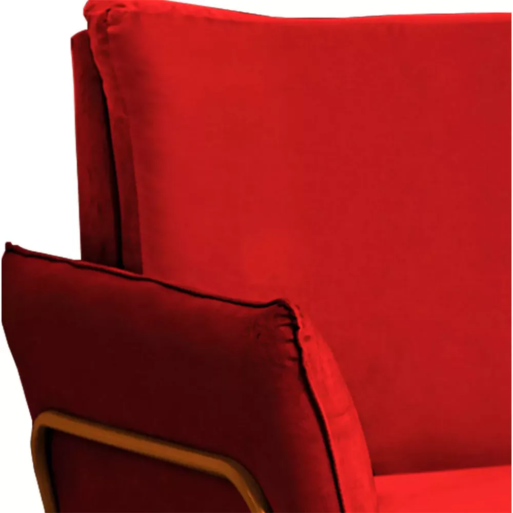 Image 2 of 6 of Poltrona Decorativa para Sala Recepção Lotus Suede Vermelho com Base Bronze Speciale Home