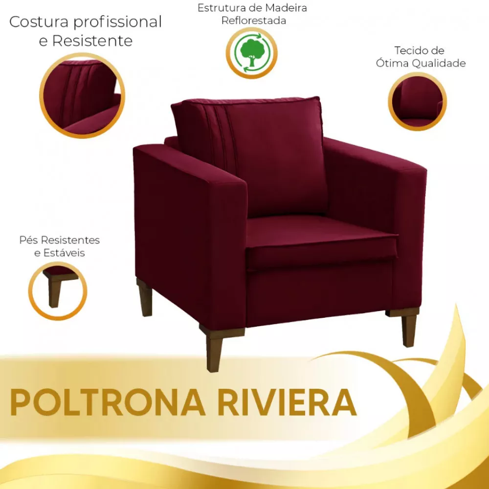 Image 6 of 7 of Poltrona Decorativa Riviera Veludo Speciale Home