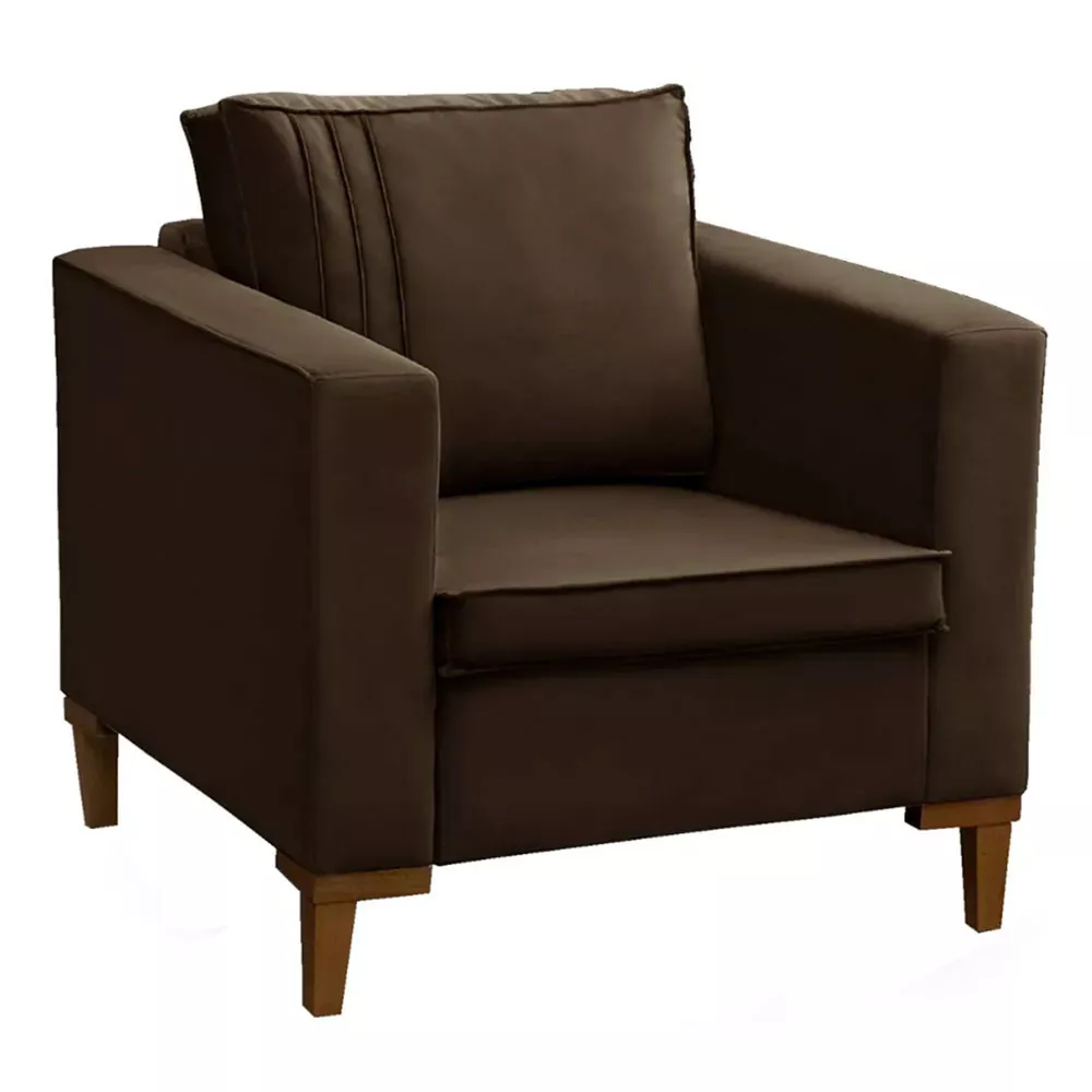 Image 0 of 6 of Poltrona Decorativa Riviera Veludo Marrom Castor Speciale Home