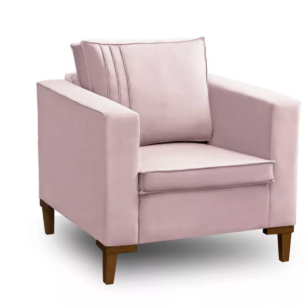 Image 0 of 6 of Poltrona Decorativa Riviera Veludo Rose Speciale Home