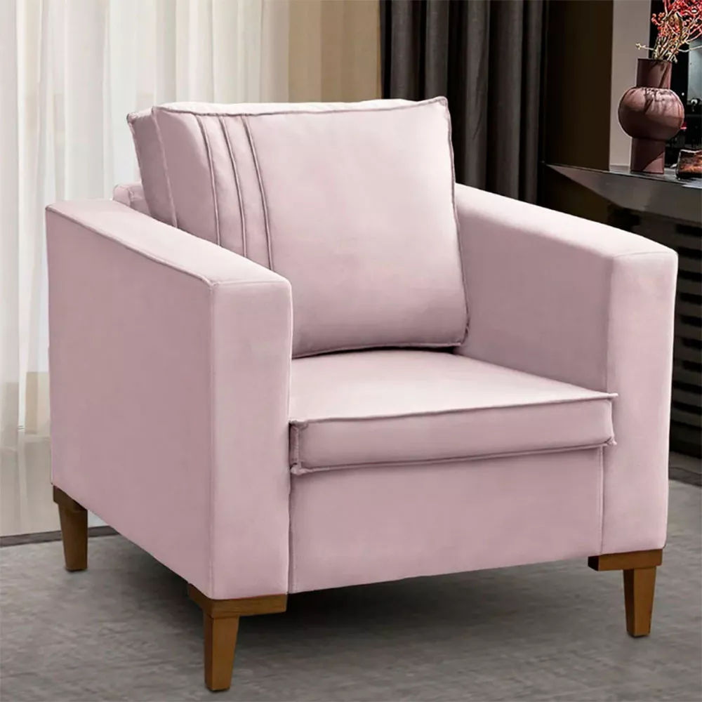 Image 1 of 6 of Poltrona Decorativa Riviera Veludo Rose Speciale Home