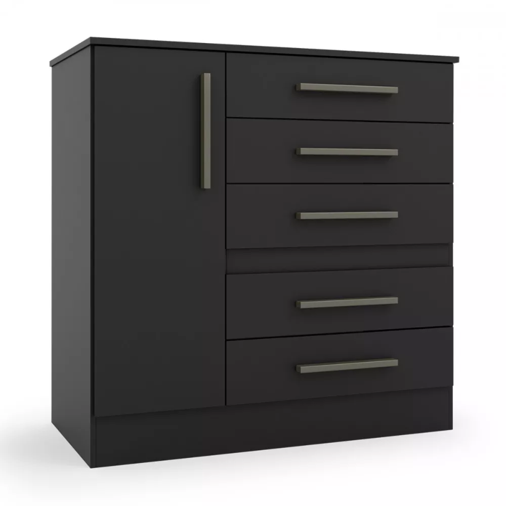 Image 0 of 4 of Comoda Advantage 1 Porta 5 Gavetas Preto Fosco Batrol