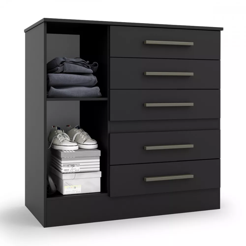 Image 2 of 4 of Comoda Advantage 1 Porta 5 Gavetas Preto Fosco Batrol