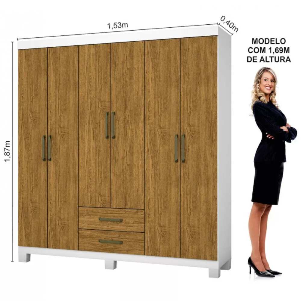 Image 5 of 7 of Guarda Roupa Casal A22 6 Portas 2 Gavetas Carioca Móveis