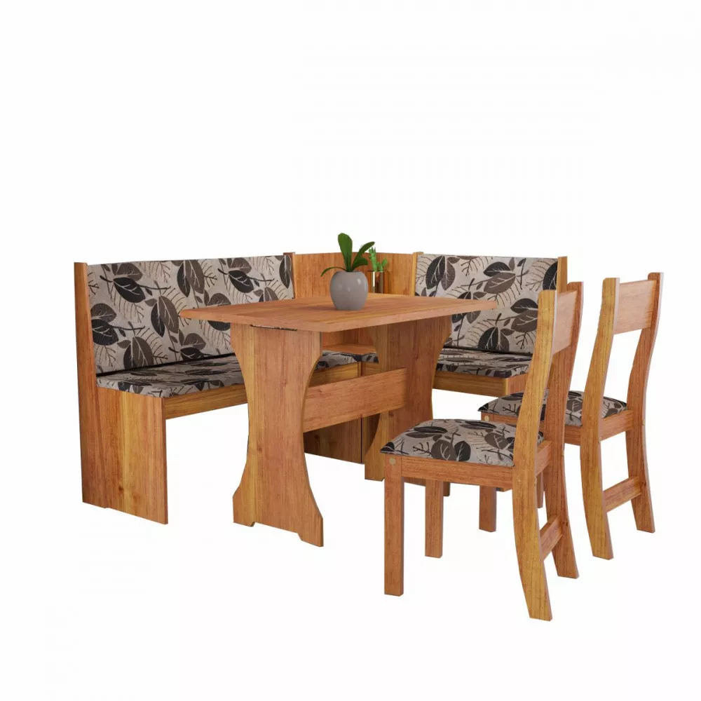 Image 0 of 6 of Mesa Canto Alemão Fit Golden Estofado Mel Tecido Cacau Viero