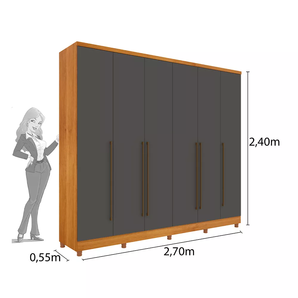 Image 6 of 7 of Guarda Roupa Tcil Sevilla Casal com Pes 6 Portas 8 Gavetas