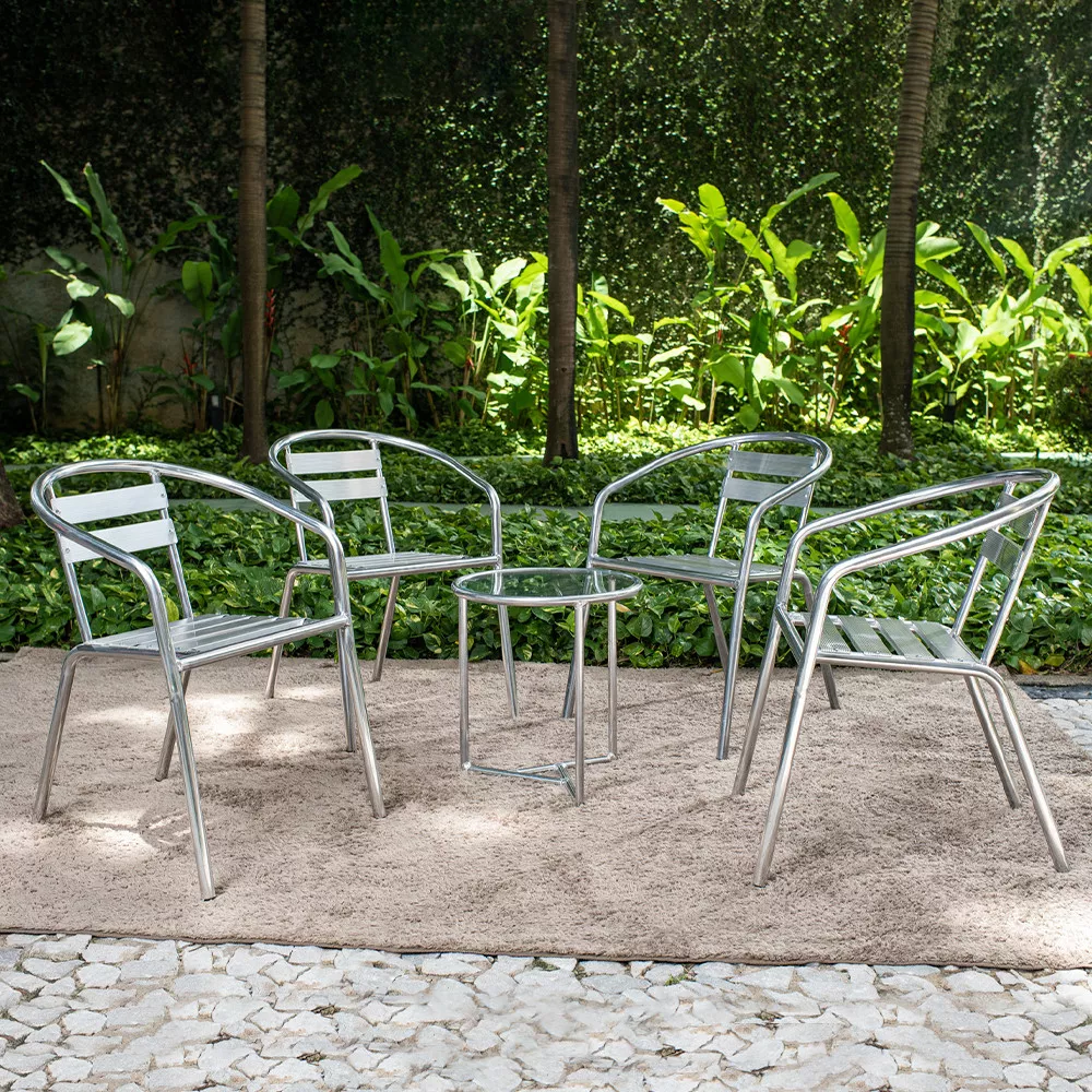 Image 0 of 4 of Conjunto Terraço Alegro Mesa Centro com 4 Cadeiras Alumínio