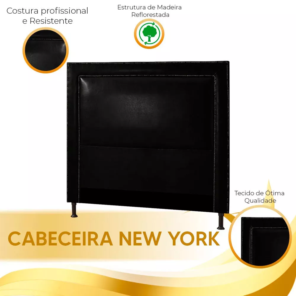 Image 6 of 12 of Conjunto Cabeceira New York + Calçadeira Holanda 195cm Material Sintético Star Confort
