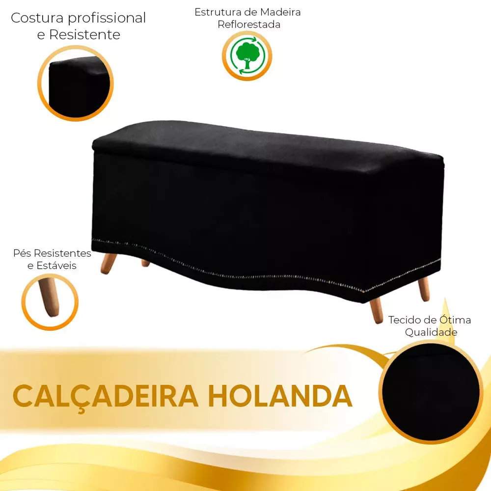 Image 11 of 12 of Conjunto Cabeceira New York + Calçadeira Holanda 195cm Material Sintético Star Confort