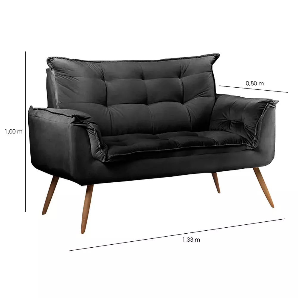 Image 5 of 10 of Conjunto Namoradeira e Puff Opala Veludo Speciale Home