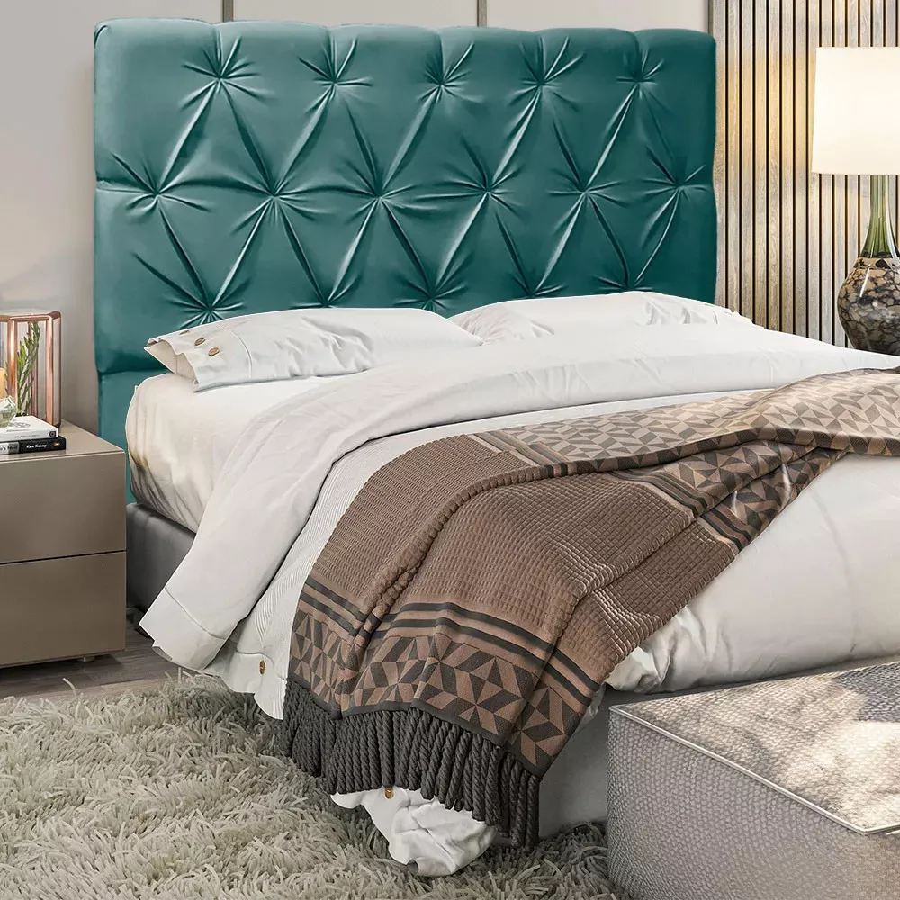 Image 1 of 6 of Cabeceira Estofada Star em Madeira de Eucalipto Veludo 90cm Speciale Home
