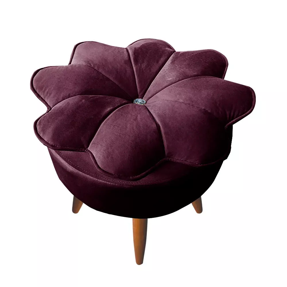 Image 0 of 7 of Puff Decorativo Floratta Veludo com Design Flor Speciale Home