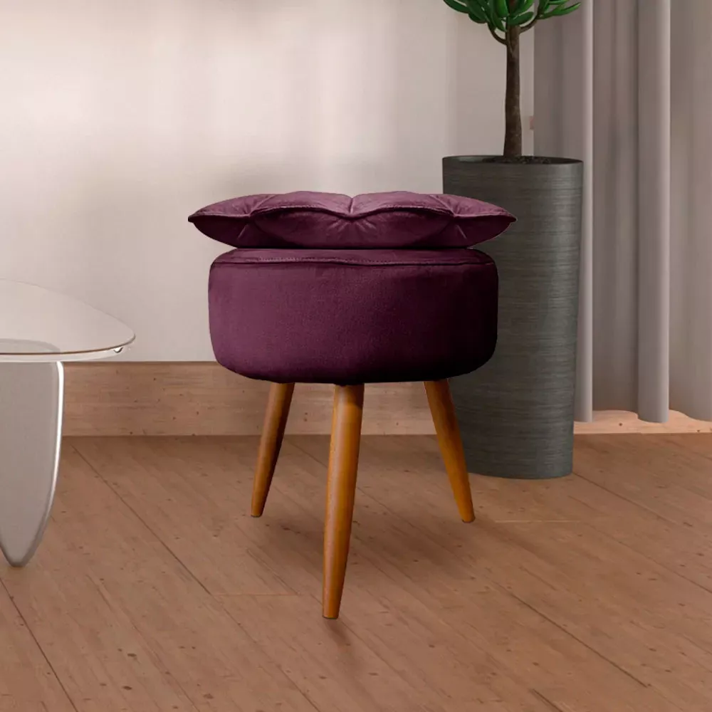Image 1 of 7 of Puff Decorativo Floratta Veludo com Design Flor Speciale Home