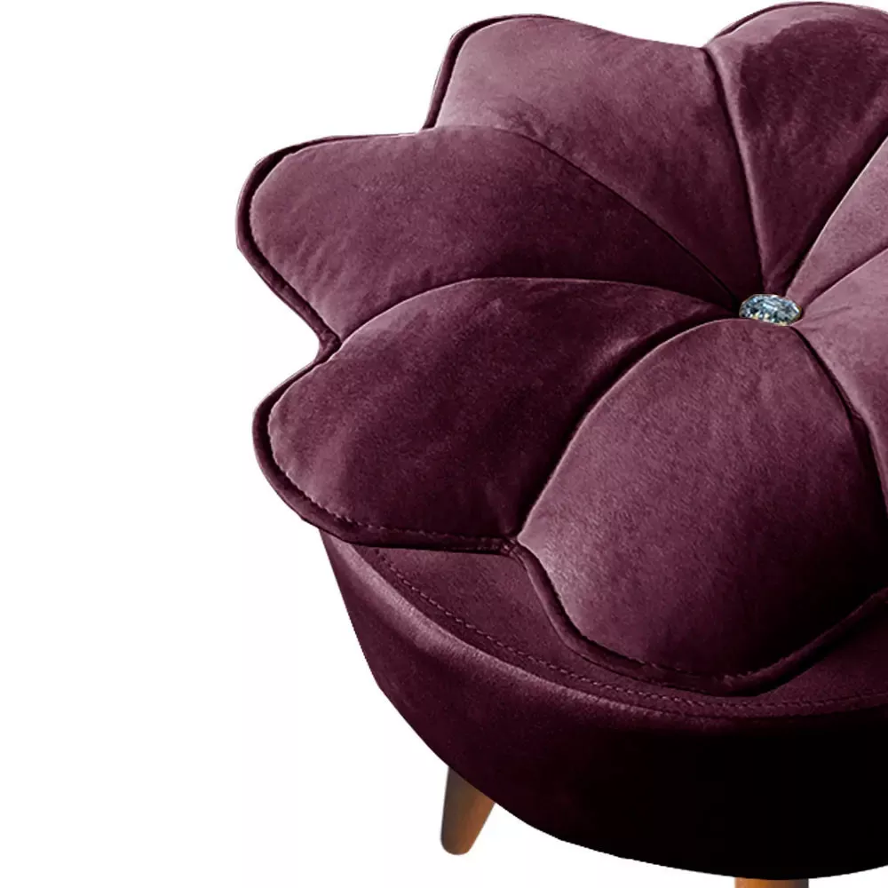 Image 3 of 7 of Puff Decorativo Floratta Veludo com Design Flor Speciale Home