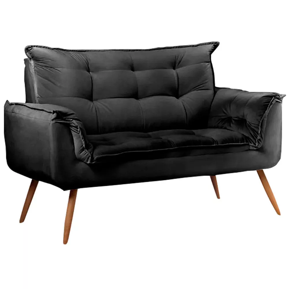 Image 3 of 6 of Sofá Namoradeira 2 Lugares Opala Veludo Preto Speciale Home