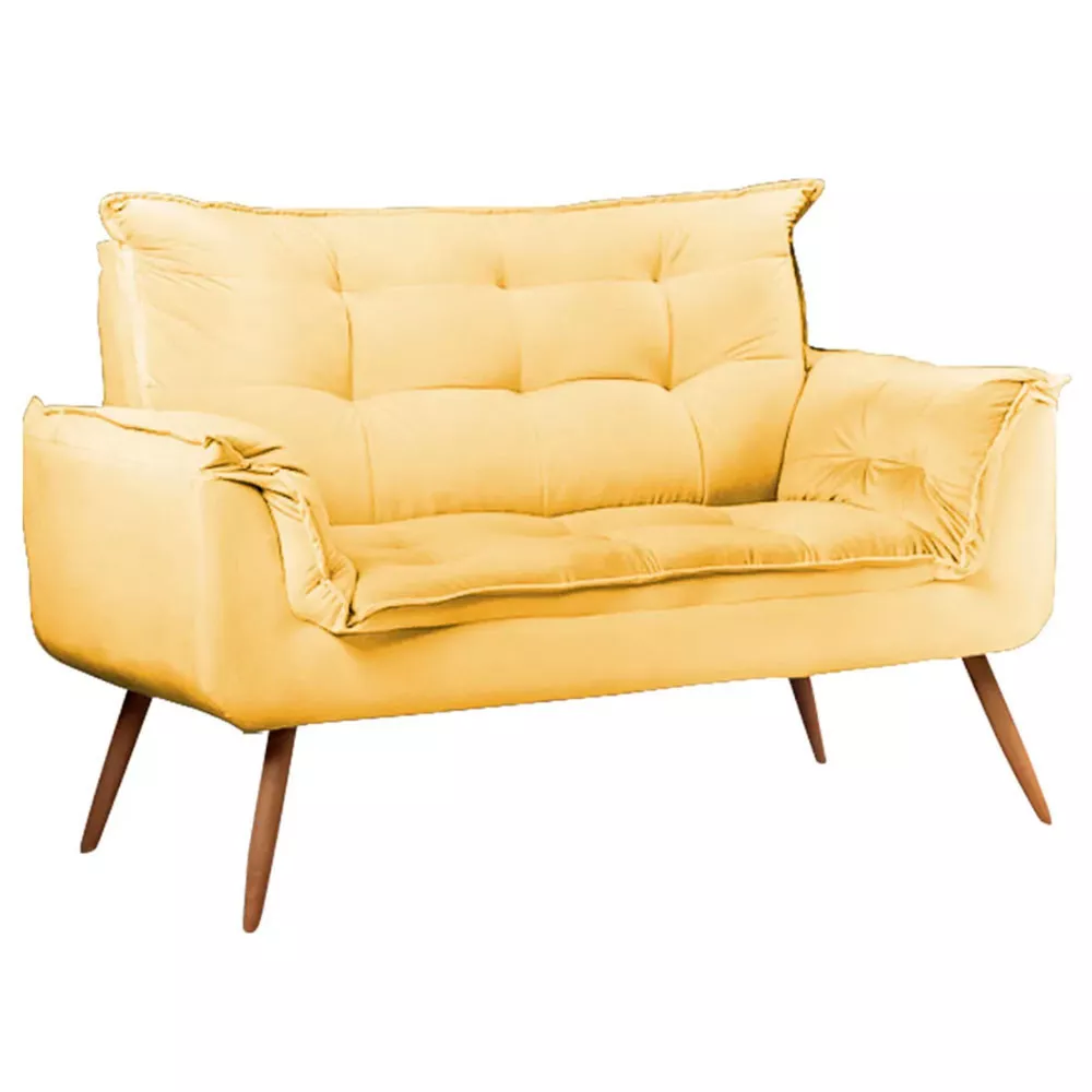 Image 0 of 6 of Sofá Namoradeira 2 Lugares Opala Veludo Amarelo Speciale Home