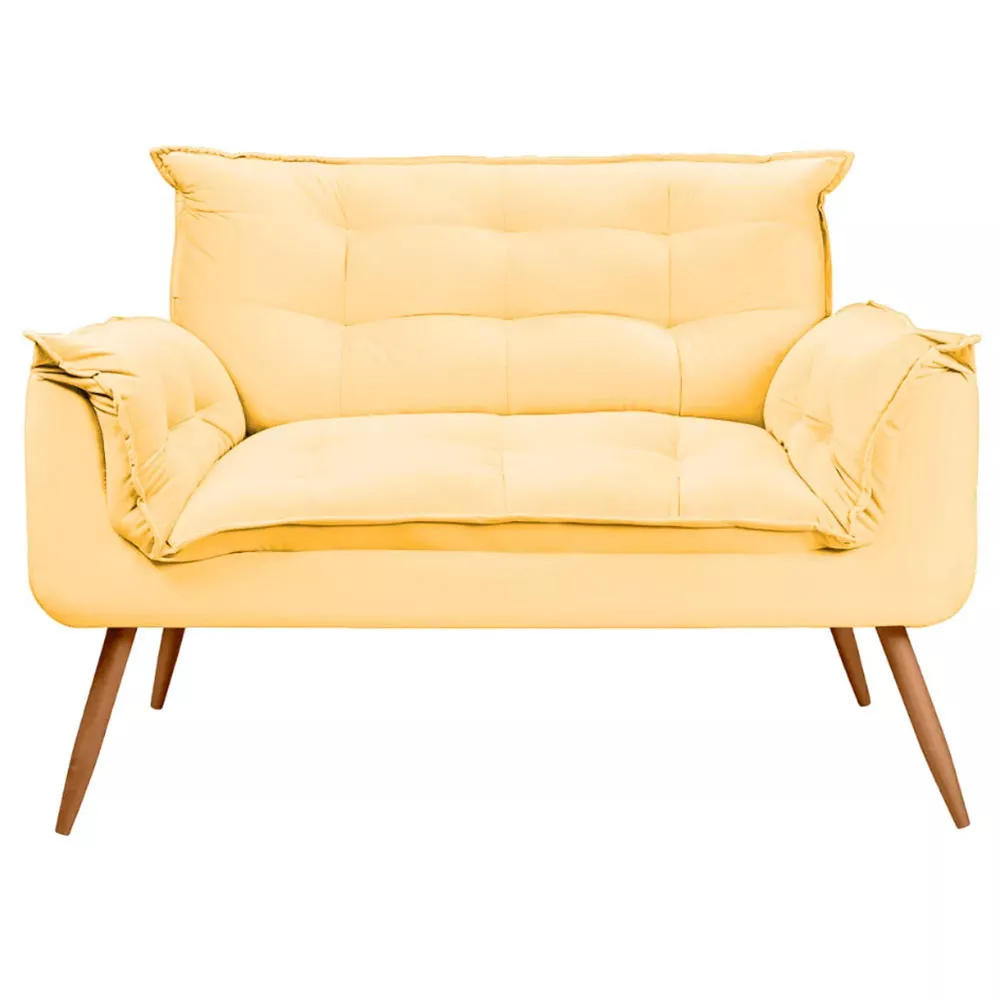 Image 2 of 6 of Sofá Namoradeira 2 Lugares Opala Veludo Amarelo Speciale Home