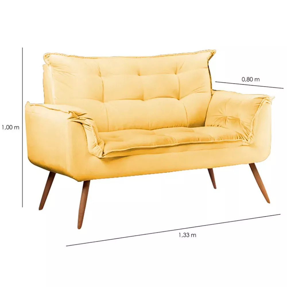 Image 4 of 6 of Sofá Namoradeira 2 Lugares Opala Veludo Amarelo Speciale Home