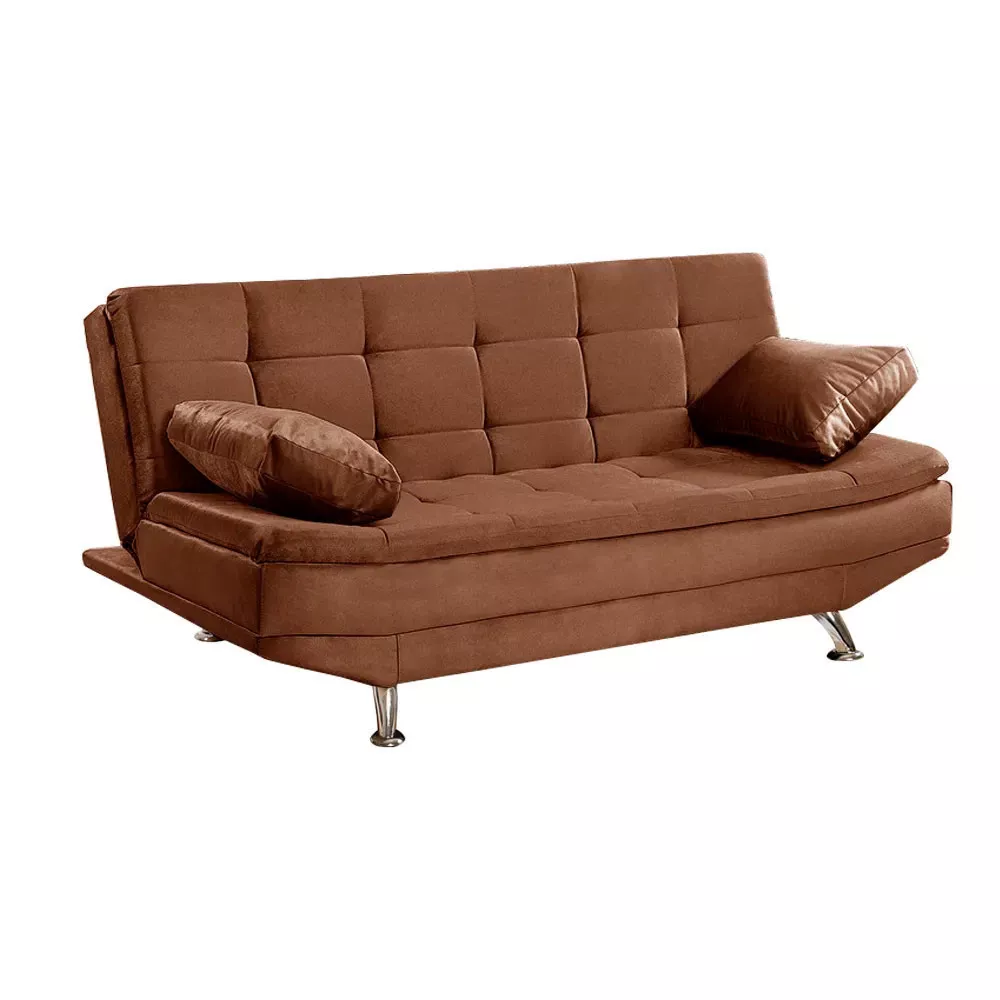 Image 0 of 7 of Sofá Cama Valencia 3 Lugares Reclinável Veludo Terracota Speciale Home