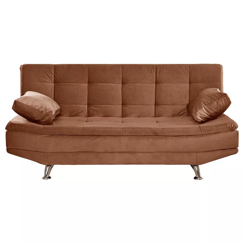 Image 3 of 7 of Sofá Cama Valencia 3 Lugares Reclinável Veludo Terracota Speciale Home