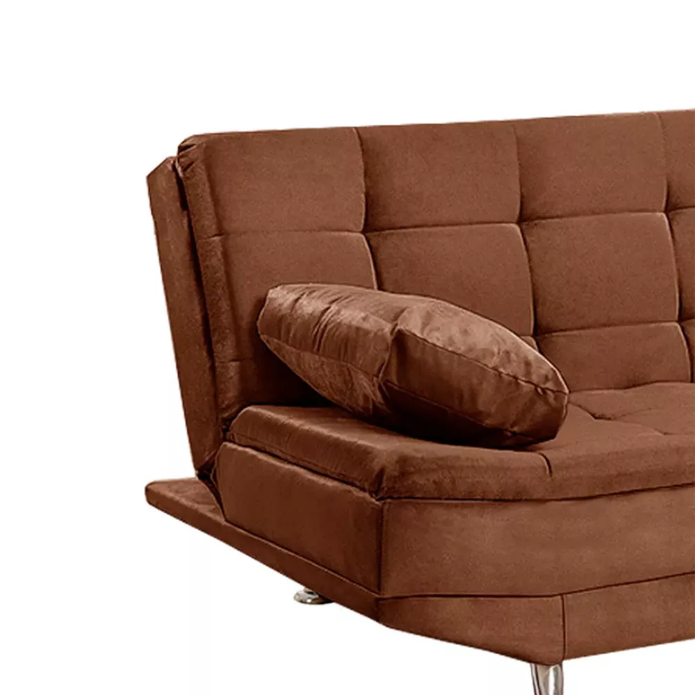 Image 4 of 7 of Sofá Cama Valencia 3 Lugares Reclinável Veludo Terracota Speciale Home