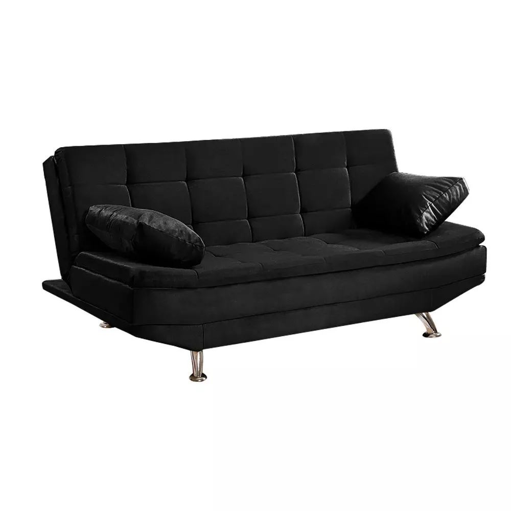 Image 0 of 7 of Sofá Cama Valencia 3 Lugares Reclinável Material Sintético Preto Speciale Home