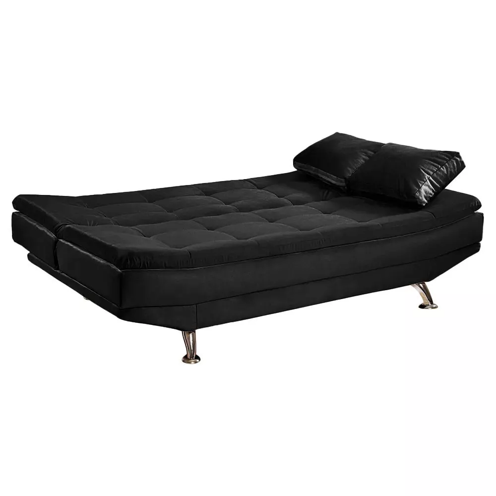 Image 2 of 7 of Sofá Cama Valencia 3 Lugares Reclinável Material Sintético Preto Speciale Home