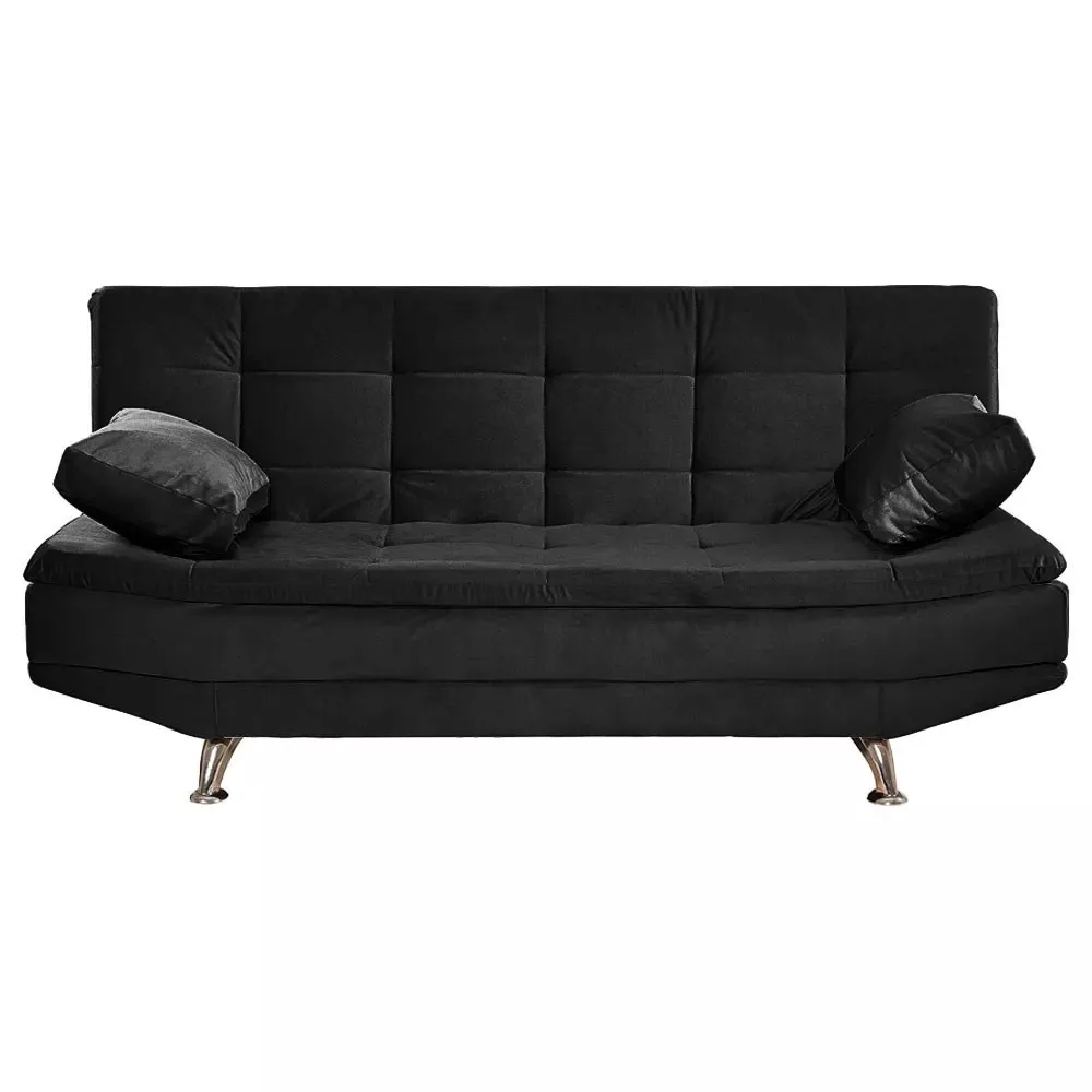 Image 3 of 7 of Sofá Cama Valencia 3 Lugares Reclinável Material Sintético Preto Speciale Home